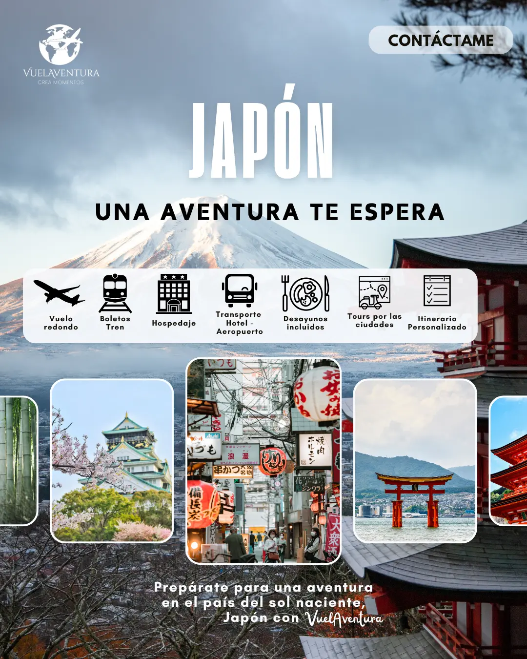 Japón — vuelos, tren, hospedaje y tours por las ciudades